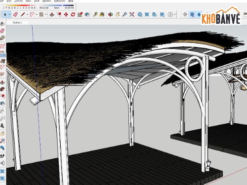 CHÒI NGHỈ,MODEL CHOI,SAN VUON,Sketchup chòi,cảnh quan sân vườn,Sketchup cảnh quan