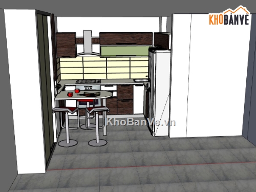 phòng bếp,thiết kế bếp đẹp,Sketchup bếp,nội thất phòng bếp