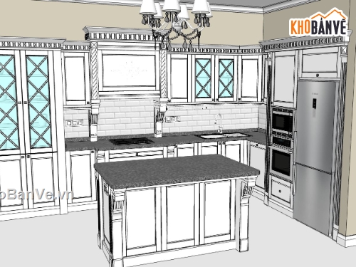 phòng bếp,Sketchup bếp,nội thất phòng bếp