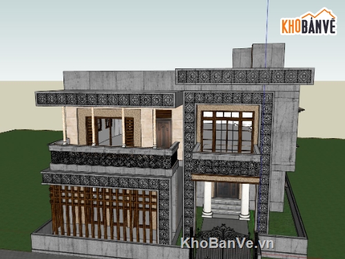 biệt thự 2 tầng,biệt thự đẹp,biệt thự sketchup,biệt thự hiện đại