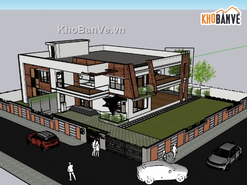 Biệt thự 2 tầng,model su biệt thự 2 tầng,file sketchup biệt thự 2 tầng