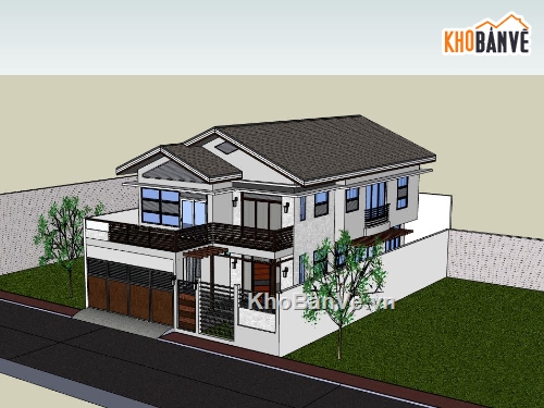 Biệt thự 2 tầng,model su biệt thự 2 tầng,sketchup biệt thự 2 tầng