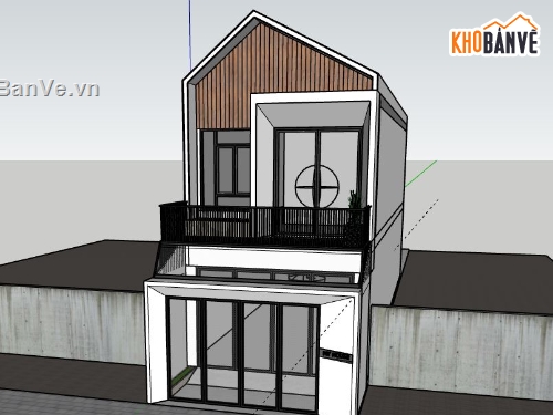 Nhà phố 2 tầng,model su nhà phố 2 tầng,file sketchup nhà phố 2 tầng