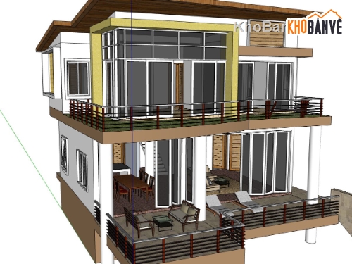 thiết kế nhà 2 tầng,mẫu nhà 2 tầng,sketchup nhà ở 2 tầng