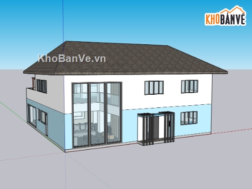 biệt thự 2 tầng,biệt thự hiện đại,sketchup biệt thự