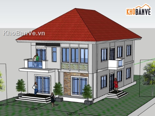 Biệt thự 2 tầng,model su biệt thự 2 tầng,biệt thự 2 tầng file su