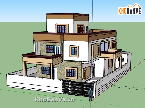 Biệt thự 3 tầng,model su biệt thự 3 tầng,sketchup biệt thự 3 tâng