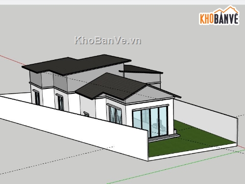 Biệt thự 1 tầng,model su biệt thự 1 tầng,model sketchup biệt thự 1 tầng