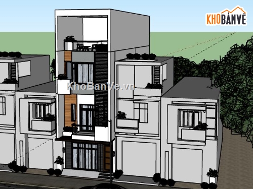 Nhà phố 4 tầng,Model su nhà phố 4 tầng,nhà phố 4 tầng file su