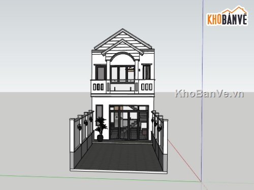 Nhà phố 2 tầng,sketchup nhà phố 2 tầng,file su nhà phố 2 tầng