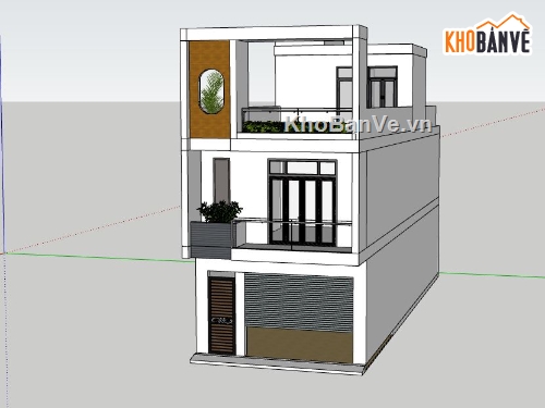 nhà phố 2 tầng,sketchup nhà phố 2 tầng,model su nhà phố 2 tầng