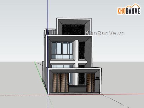 nhà phố 2 tầng 1 tum 6,Nhà phố 2 tầng,sketchup nhà phố 2 tầng