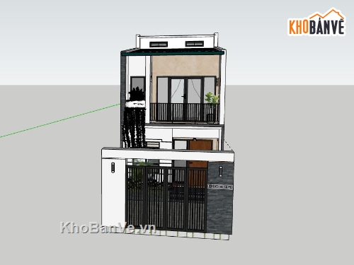 Nhà phố 2 tầng,model su nhà phố 2 tầng,model sketchup nhà phố 2 tầng hiện đại