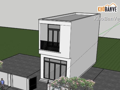 Nhà phố 2 tầng,model su nhà phố 2 tầng,sketchup nhà phố 2 tầng
