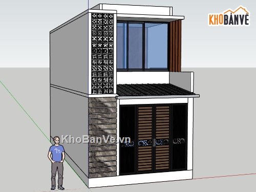 Nhà phố 2 tầng,File sketchup nhà phố 2 tầng,su nhà phố 2 tầng