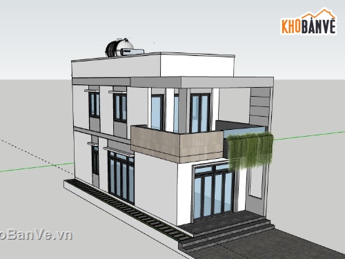 Nhà phố 2 tầng,Model su nhà phố 2 tầng,sketchup nhà phố 2 tầng