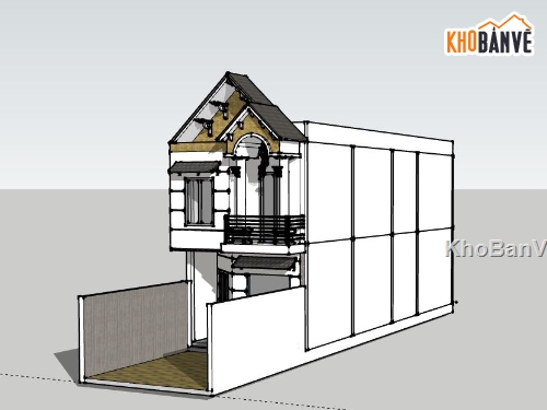 Nhà phố 2 tầng,model su nhà phố 2 tầng,sketchup nhà phố 2 tầng