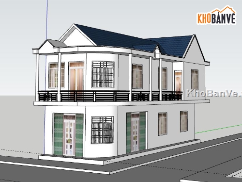 Nhà phố 2 tầng,Model su nhà phố 2 tầng,sketchup nhà phố 2 tầng