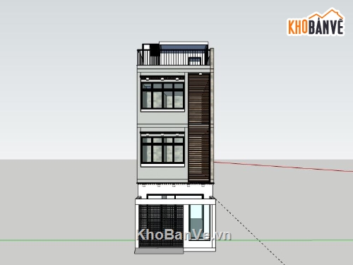 Nhà phố 3 tầng,File su nhà phố 3 tầng,sketchup nhà phố 3 tầng