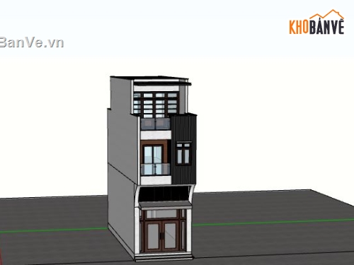 Nhà phố 3 tầng,model su nhà phố 3 tầng,sketchup nhà phố 3 tầng