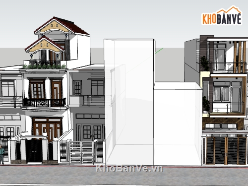 file su nhà phố 3 tầng,nhà phố 3 tầng file su,model su nhà phố 3 tầng,file sketchup nhà phố 3 tầng