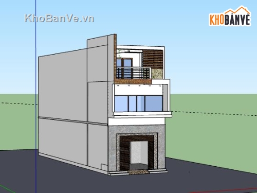 nhà phố 3 tầng,file su nhà phố 3 tầng,sketchup nhà phố 3 tầng