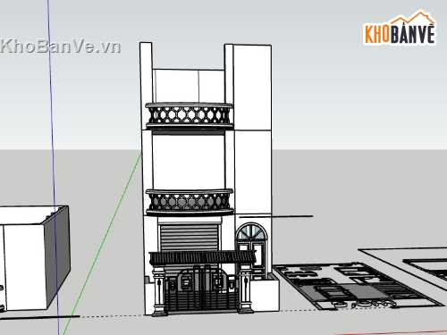 Nhà phố 3 tầng,Model su nhà phố 3 tầng,nhà phố 3 tầng file su