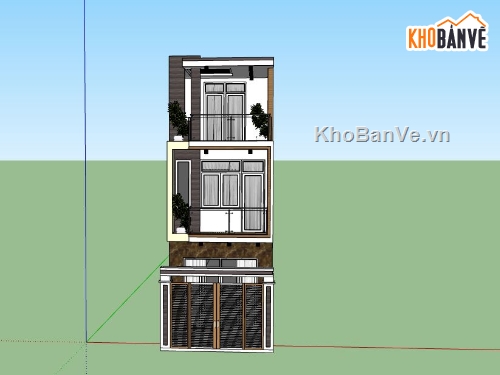 nhà phố 3 tầng,nhà 3 tầng,model sketchup nhà phố 3 tầng