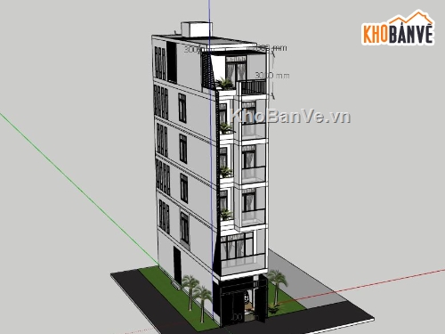 Nhà phố 6 tầng,model su nhà phố 6 tầng,sketchup nhà phố 6 tầng