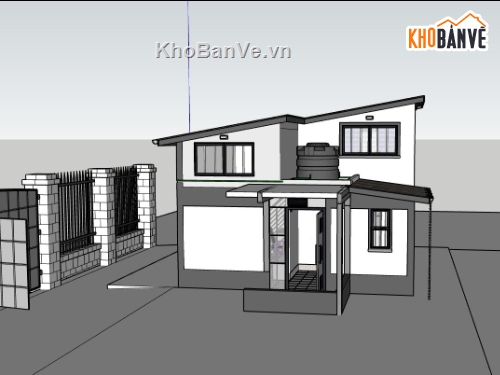 nhà cấp 4,nhà cấp 4 đơn giản,sketchup nhà cấp 4
