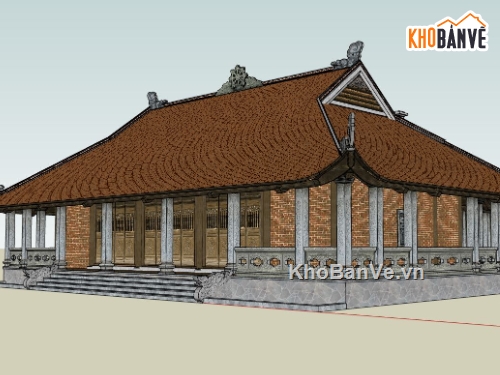 Sketchup chùa,thiết kế chùa,mẫu thiết kế chùa