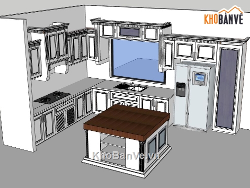 phòng bếp,Sketchup bếp,nội thất phòng bếp,mẫu thiết kế phòng bếp