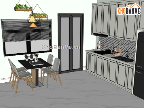 phòng bếp,Sketchup bếp,nội thất phòng bếp