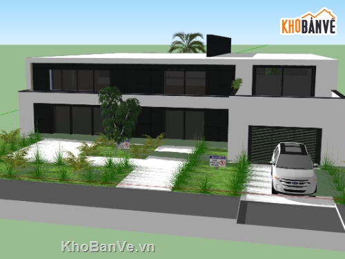 văn phòng 2 tầng,văn phòng làm việc,Sketchup văn phòng