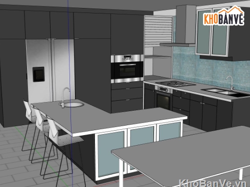 phòng bếp,Sketchup bếp,model su phòng bếp,thiết kế phòng bếp