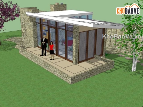 File sketchup nhà cấp 4,model su nhà cấp 4,Nhà cấp 4 file sketchup,thiết kế nhà cấp 4