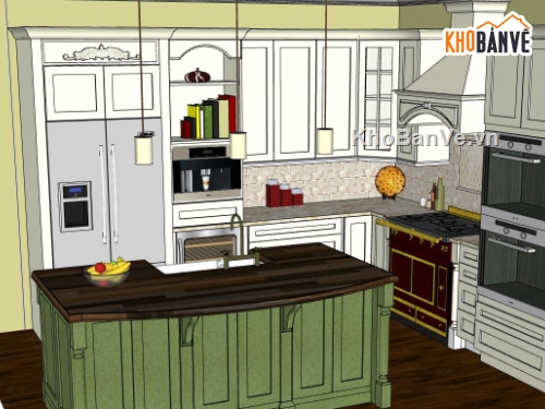nội thất phòng bếp,sketchup nội thất phòng bếp,model phòng bếp