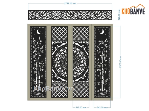 cổng cnc trống đồng và trúc,mẫu cổng trúc,file cổng trúc trống đồng