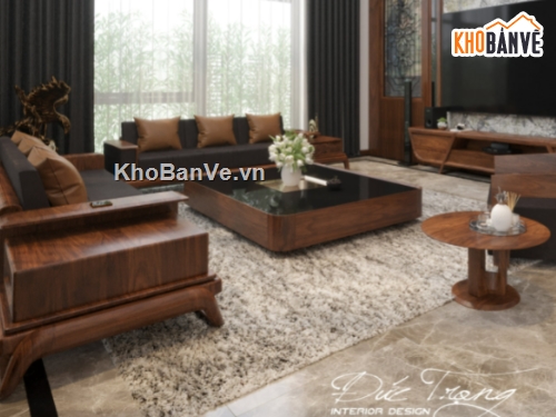 Thiết kế 3Dmax Tổng hợp 2 bộ sofa nội thất gỗ óc chó Đồng Gia sang ...