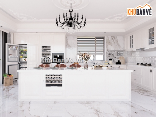 thiết kế bếp tân cổ điển,tân cổ điển,bếp tân cổ điển