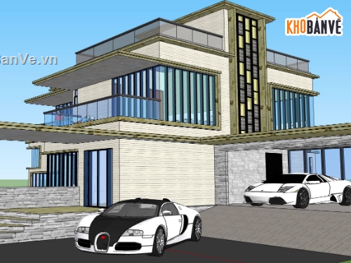 su biệt thự 2 tầng,file sketchup biệt thự 2 tầng,bao cảnh biệt thự 2 tầng,thiết kế biệt thự 2 tầng,dựng 3d su biệt thự 2 tầng