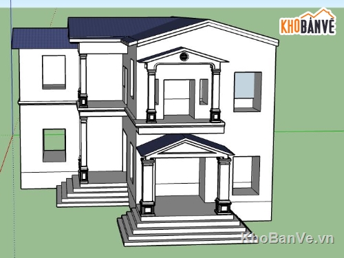 biệt thự 2 tầng,biệt thự sketchup,mẫu sketchup biệt thự 2 tầng