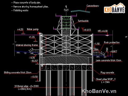 Bản vẽ,thi công cầu,sàn đạo,thi công trụ cầu,thi công cọc khoan nhồi,trụ cầu ngập nước