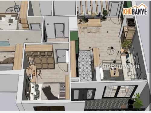 model su căn hộ,su căn hộ cao cấp,file sketchup căn hộ