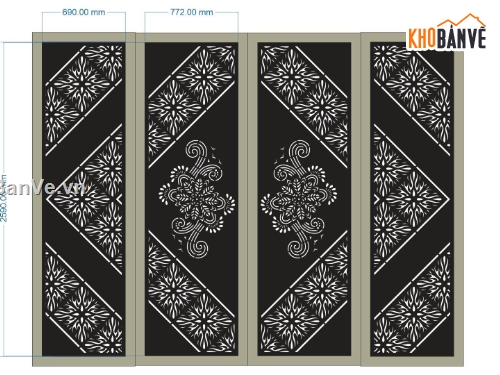 Mẫu cổng 4 cánh cnc,cổng hoa văn 4 cánh,cổng 4 cánh cnc