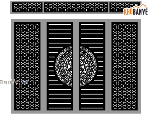 Mẫu cổng 4 cánh cnc,cổng trống đồng,cổng bông tuyết,file dxf cổng cnc