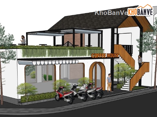 quán cafe file sketchup,sketchup quán cafe,cafe sketchup,quán cafe sketchup