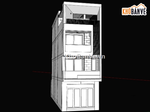 nhà phố 3 tầng,nhà phố 4 tầng,file sketchup nhà phố 3 tầng,kiến trúc nhà phố 3 tầng,model su nhà phố 3 tầng