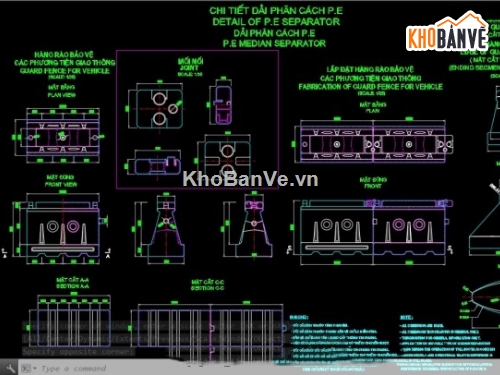 Dải phân cách mềm,file cad dải phân cách,Thiết kế giải phân cách,giải phân cách mềm Autocad