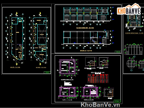 nhà ở kt 6x25m,nhà ở 2 tầng,cad nhà phố 2 tầng,bản vẽ autocad nhà phố,nhà phố 2 tầng